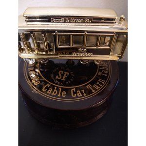 San Francisco Cable Car Turn Table Plays Music Gold Tone